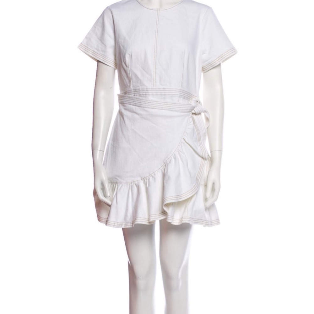 Cinq a Sept 🤍👗🤍 White Denim Dress w/ Ruffle Hem